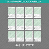 Photo Collage 2025 Calendar Printable PDF | A4 &amp; US Letter - Sunday Monday.