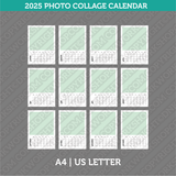 Photo Collage 2025 Calendar Printable PDF | A4 &amp; US Letter - Sunday Monday.