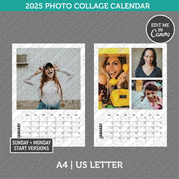 Photo Collage 2025 Calendar printable