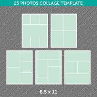 25 Photo Collage Template 8,5x11 Inch