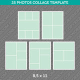 25 Photo Collage Template 8,5x11 Inch