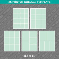 25 Photo Collage Template 8,5x11 Inch