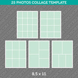 25 Photo Collage Template 8,5x11 Inch