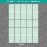 25 Photo Collage Template 8,5x11 Inch