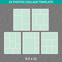25 Photo Collage Template 8,5x11 Inch
