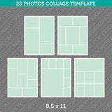 25 Photo Collage Template 8,5x11 Inch