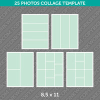 25 Photo Collage Template 8,5x11 Inch