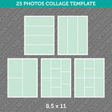 25 Photo Collage Template 8,5x11 Inch
