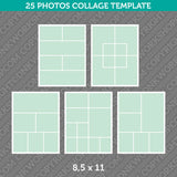 25 Photo Collage Template 8,5x11 Inch