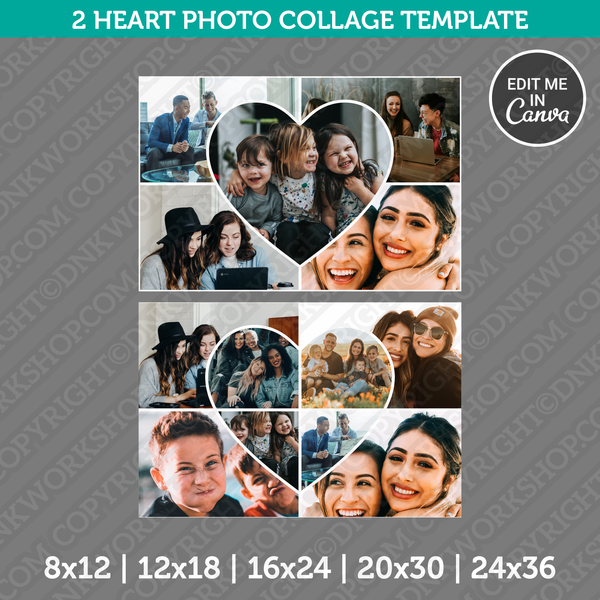 2 Heart Photo Collage Template