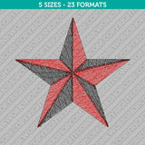 3D Star Embroidery Design - 5 Sizes - INSTANT DOWNLOAD