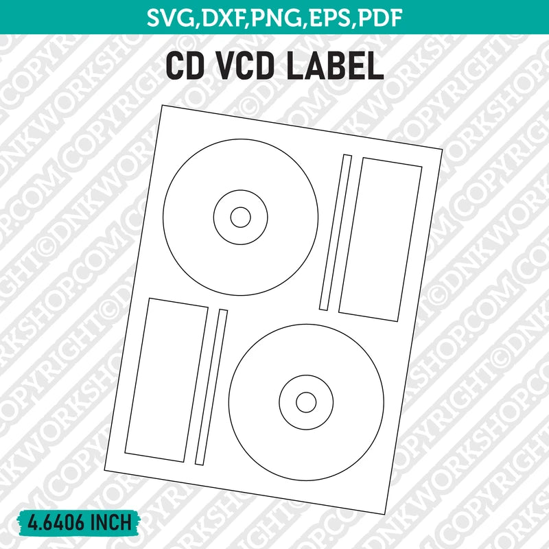4.6406 Inch CD DVD Label Template SVG Cut File Vector Cricut Clipart P ...