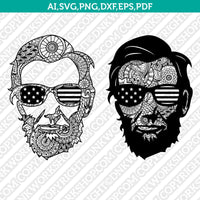 Abraham Lincoln Mandala Zentangle SVG Silhouette Cameo Cricut Cut File Vector