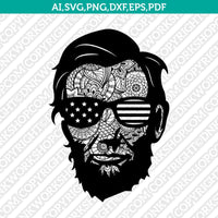 Abraham Lincoln Mandala Zentangle SVG Silhouette Cameo Cricut Cut File Vector