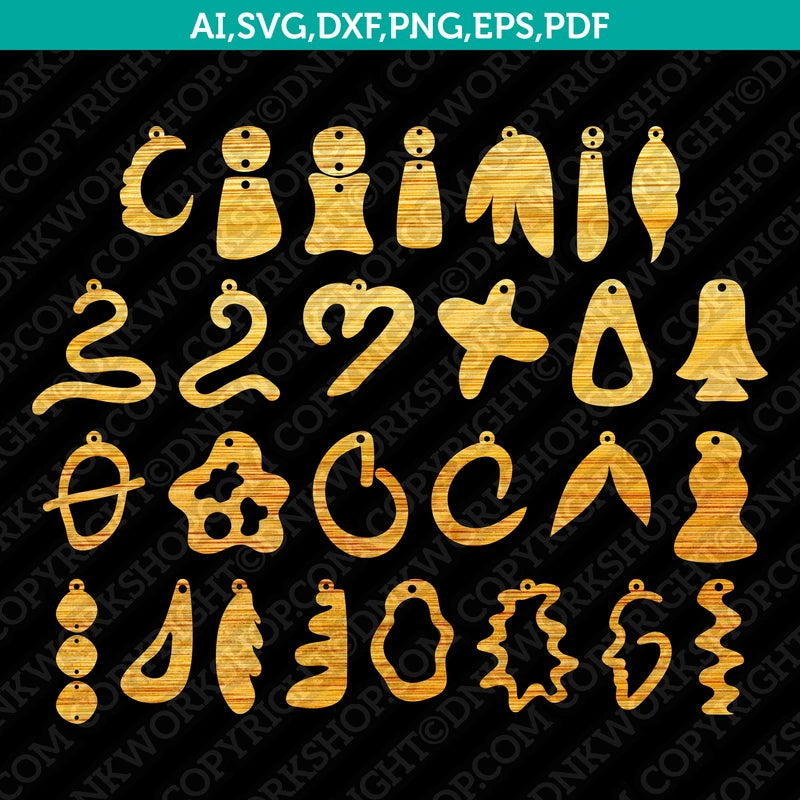 Abstract Earring template Laser Cut File Vector Clipart Png Dxf Eps ...