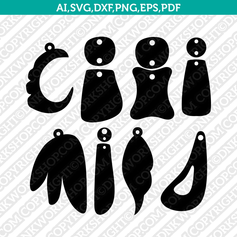 Abstract Earring template Laser Cut File Vector Clipart Png Dxf Eps ...