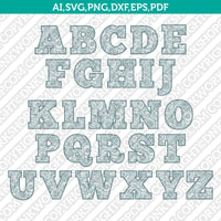Abstract Floral Zentangle Mandala Letters Fonts Alphabet Birthday Party SVG Vector Silhouette Cameo Cricut Cut File Clipart Png Dxf Eps