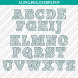 Abstract Floral Zentangle Mandala Letters Fonts Alphabet Birthday Party SVG Vector Silhouette Cameo Cricut Cut File Clipart Png Dxf Eps