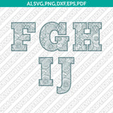 Abstract Floral Zentangle Mandala Letters Fonts Alphabet Birthday Party SVG Vector Silhouette Cameo Cricut Cut File Clipart Png Dxf Eps