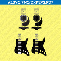Acoustic Electric Guitar SVG file for Tumbler Vector Cricut Cut File Clipart Png Eps Dxf