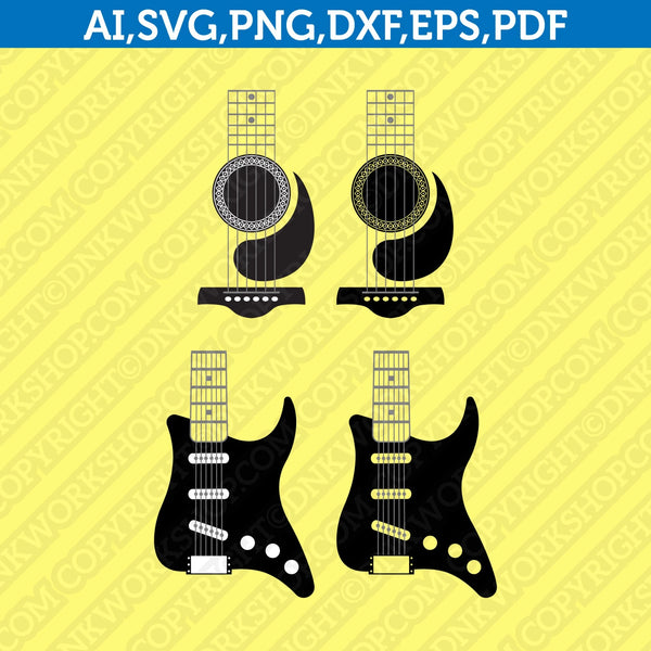 Acoustic Electric Guitar SVG file for Tumbler Vector Cricut Cut File Clipart Png Eps Dxf