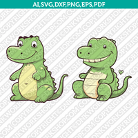 Cute Aligator Svg Cricut Laser Cut File Clipart Silhouette Cameo Vector 