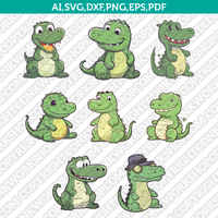 Cute Aligator Svg Cricut Laser Cut File Clipart Silhouette Cameo Vector