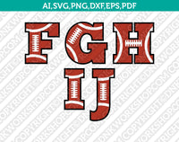 American Football Team Letters Font Alphabet Lettering Birthday Party SVG Vector Silhouette Cameo Cricut Cut File Clipart Png Dxf Eps