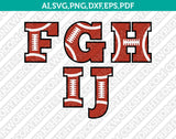 American Football Team Letters Font Alphabet Lettering Birthday Party SVG Vector Silhouette Cameo Cricut Cut File Clipart Png Dxf Eps