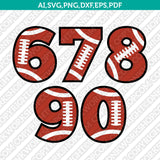 American Football Team Numbers Birthday Party SVG Vector Silhouette Cameo Cricut Cut File Clipart Png Dxf Eps