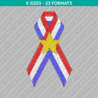 American USA Flag Ribbon Embroidery Design - 6 Sizes - INSTANT DOWNLOAD