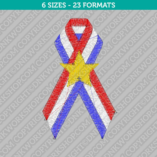 American USA Flag Ribbon Embroidery Design - 6 Sizes - INSTANT DOWNLOAD