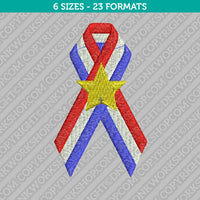 American USA Flag Ribbon Embroidery Design - 6 Sizes - INSTANT DOWNLOAD
