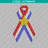 American USA Flag Ribbon Embroidery Design - 6 Sizes - INSTANT DOWNLOAD