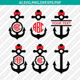 Anchor Marine Split Monogram Frame SVG Vector Silhouette Cameo Cricut Cut File Clipart Dxf Png Eps