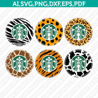 Animal Starbucks SVG Leopard Zebra Giraffe Cow Cheetah Tiger Cup Tumbler Mug Cold Cup Sticker Decal Silhouette Cameo Cricut Cut File Png Eps Dxf