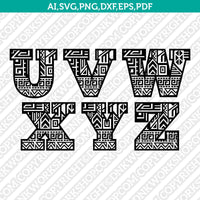 Aztec Letters Fonts Alphabet SVG Vector Silhouette Cameo Cricut Cut File Clipart Png Dxf Eps