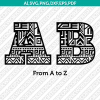 Aztec Letters Fonts Alphabet SVG Vector Silhouette Cameo Cricut Cut File Clipart Png Dxf Eps