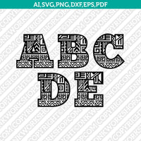 Aztec Letters Fonts Alphabet SVG Vector Silhouette Cameo Cricut Cut File Clipart Png Dxf Eps