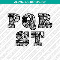 Aztec Letters Fonts Alphabet SVG Vector Silhouette Cameo Cricut Cut File Clipart Png Dxf Eps
