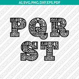 Aztec Letters Fonts Alphabet SVG Vector Silhouette Cameo Cricut Cut File Clipart Png Dxf Eps