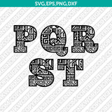 Aztec Number Letter Font Alphabet SVG Cut File Vector Silhouette Cricut PNG