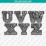Aztec Number Letter Font Alphabet SVG Cut File Vector Silhouette Cricut PNG