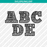 Aztec Number Letter Font Alphabet SVG Cut File Vector Silhouette Cricut PNG