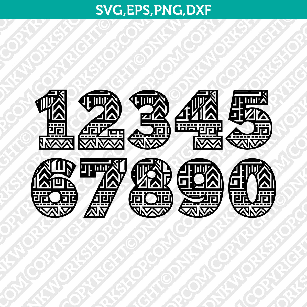 Aztec Number Alphabet Font SVG Cut File Vector Silhouette Cricut PNG ...