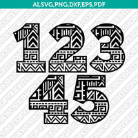 Aztec Numbers SVG Vector Silhouette Cameo Cricut Cut File Clipart Png Dxf Eps