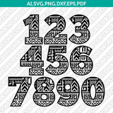Aztec Numbers SVG Vector Silhouette Cameo Cricut Cut File Clipart Png Dxf Eps