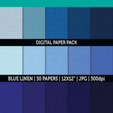 30 Blue Navy Linen Digital Paper Texture Scrapbooking High Quality JPG 300 dpi | 12x12 Inch