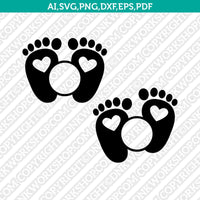 Baby Feet Footprint Split Monogram Frame SVG Vector Silhouette Cameo Cricut Cut File Clipart Dxf Png Eps