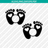 Baby Feet Footprint Split Monogram Frame SVG Vector Silhouette Cameo Cricut Cut File Clipart Dxf Png Eps